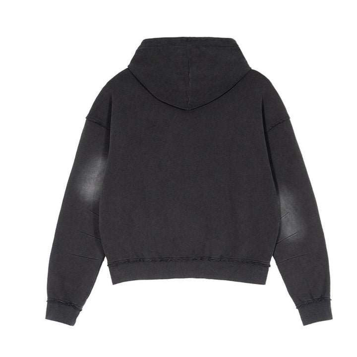 Unisex Oversized Hoodie with Frayed Hem, Kangaroo Pocket and Washed Bleach Effect Hudson & Parker