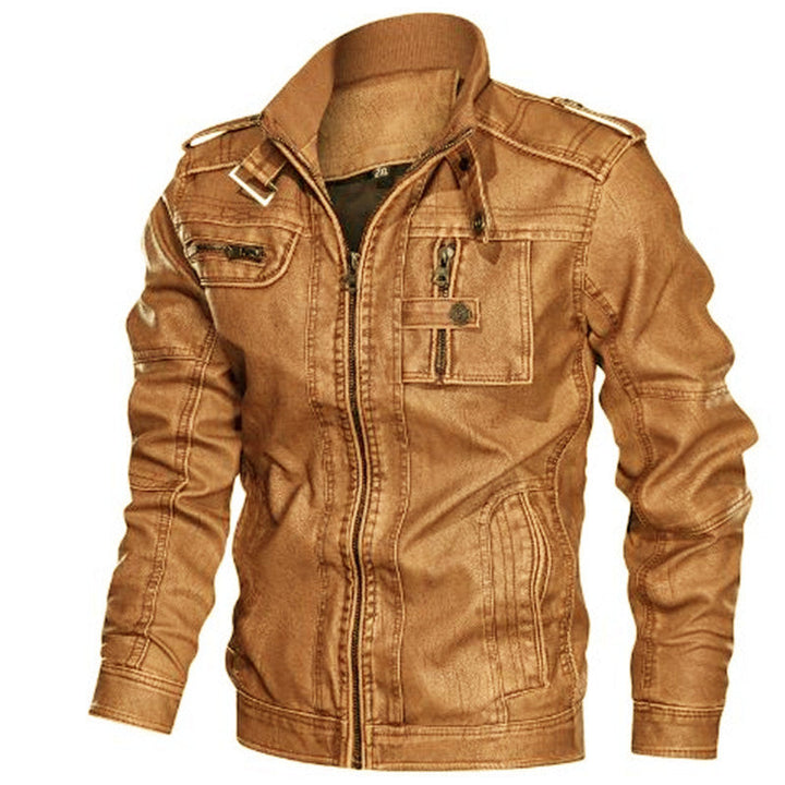 Men's Urban Faux Leather Blouson with Shoulder Epaulettes, Zipper and Utility Pockets Hudson & Parker