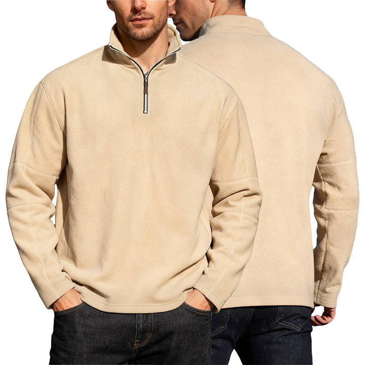 Men's lightweight microfleece performance pullover with short zipper raglan sleeves and shaping seams Hudson & Parker
