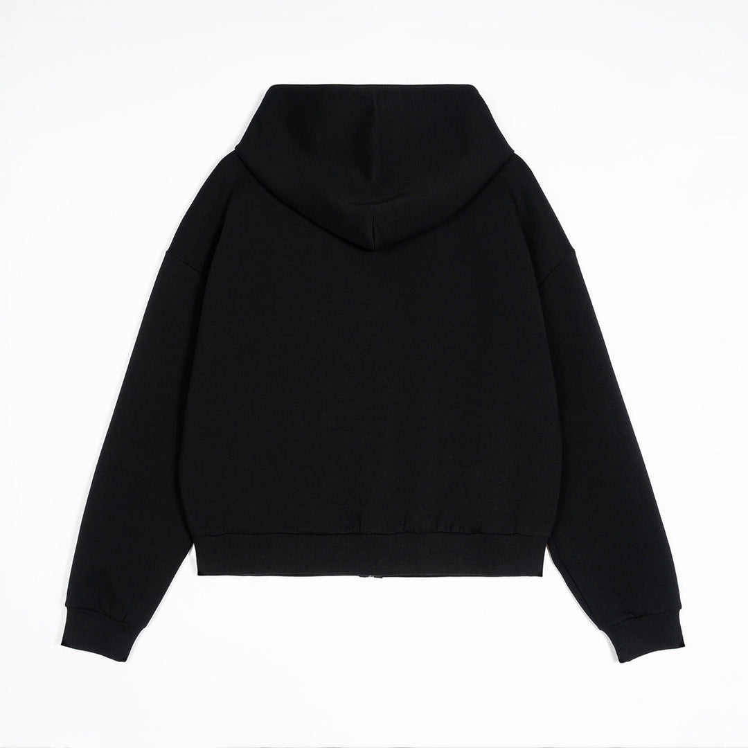 Unisex Boxy Hooded Jacket in Cropped Cut with Elastic Hem Hudson & Parker