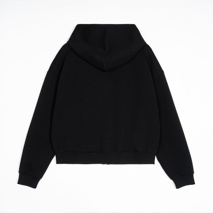 Unisex Boxy Hoodie Jacket in Cropped Cut with Elastic Hem Hudson & Parker