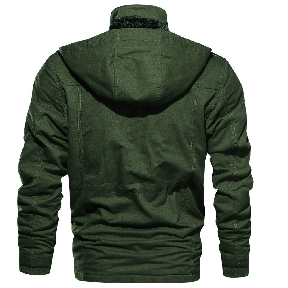 Men's padded field jacket made of canvas with hood and multiple pockets Hudson & Parker