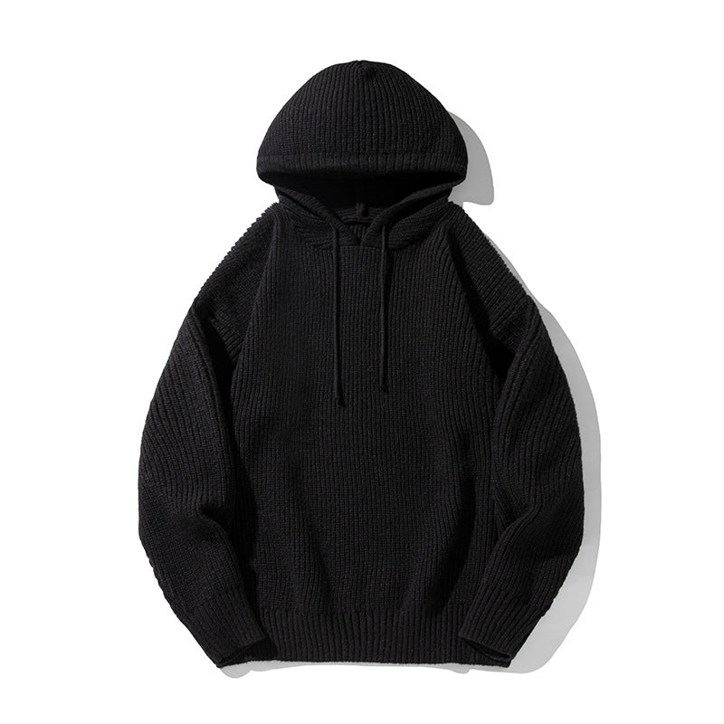 Unisex Chunky Knit Oversized Hooded Sweater with Ribbed Cuffs and Drawstring Hudson & Parker