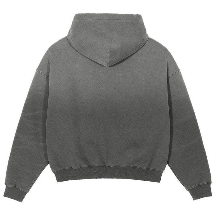 Men's Oversize Hooded Sweatshirt with Washed-Out Vintage Effect and Destroyed Details Hudson & Parker
