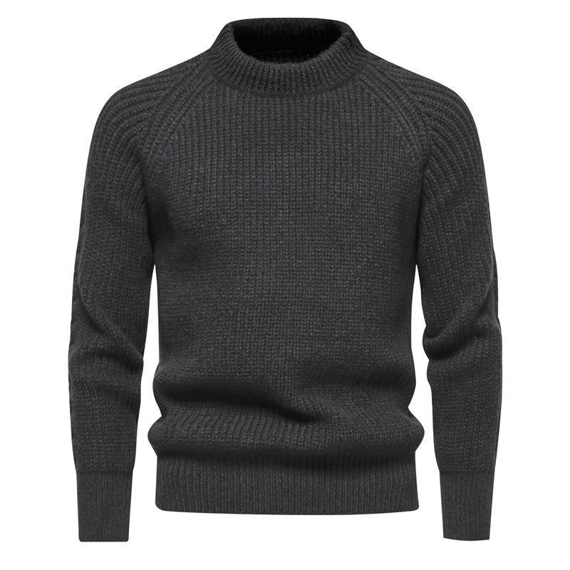 Men's coarse structure mock neck pullover with reinforced ribbed hem and raglan sleeves Hudson & Parker