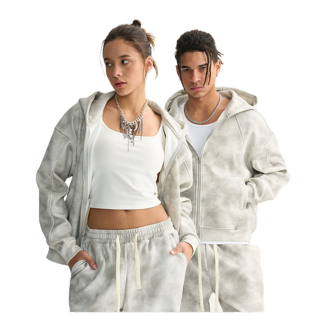 Unisex Boxy-Zip Hoodie with Fog Wash and Raglan Sleeves Hudson & Parker
