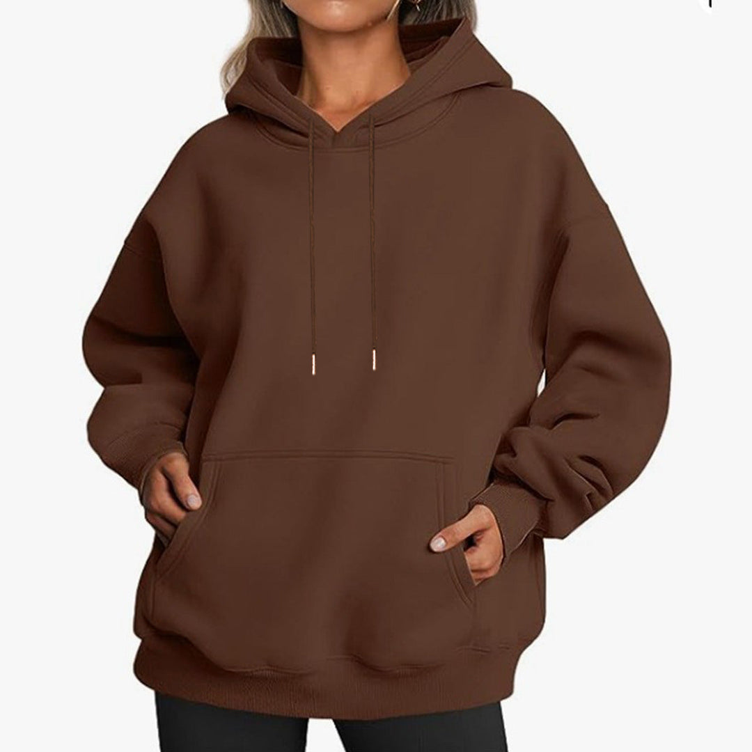 Women’s oversized hoodie dress with kangaroo pocket, extended silhouette and soft French terry Hudson & Parker Fashion