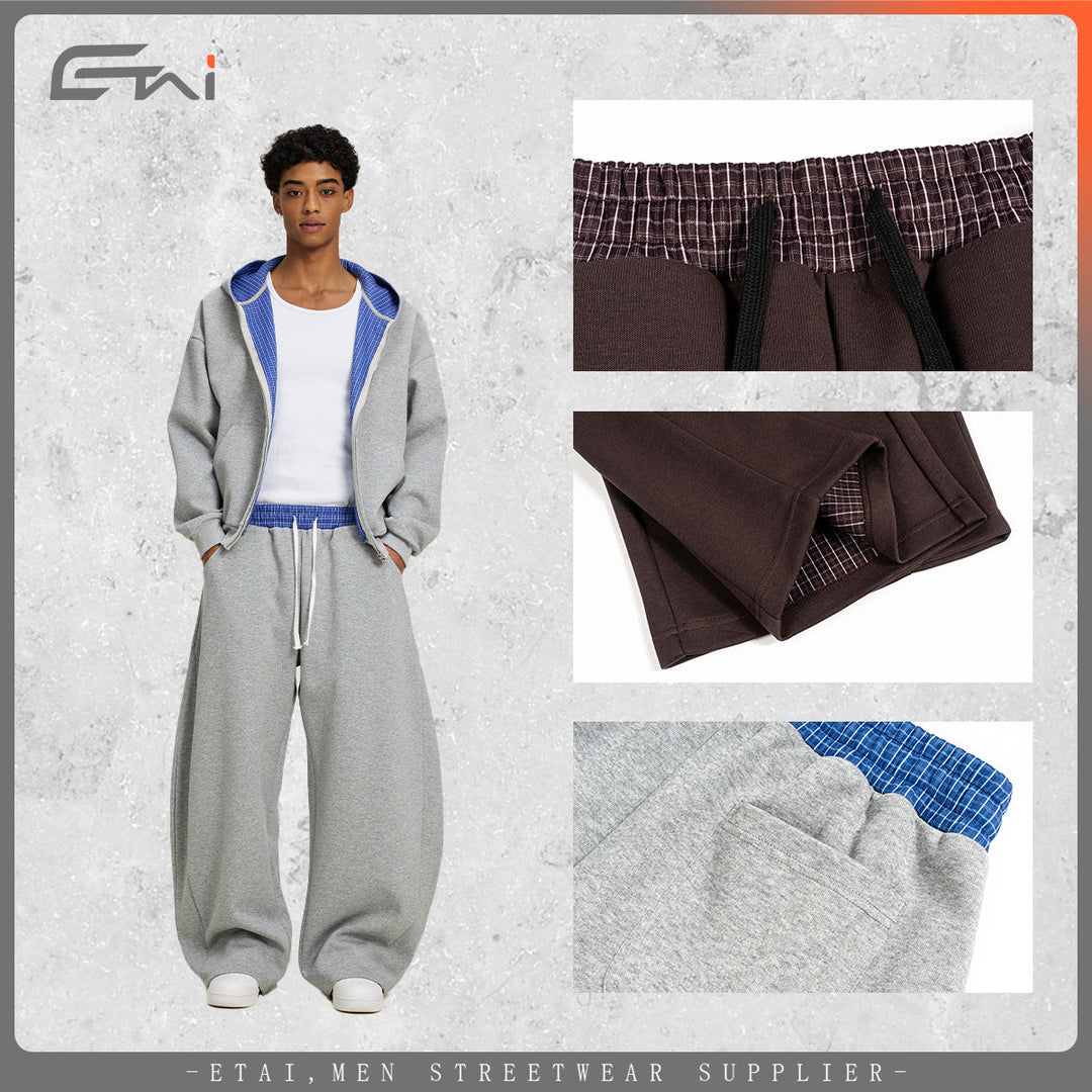 Women's Loose Cropped Sweatpants with Drop Crotch, Drawstring and Contrasting Waistband Hudson & Parker
