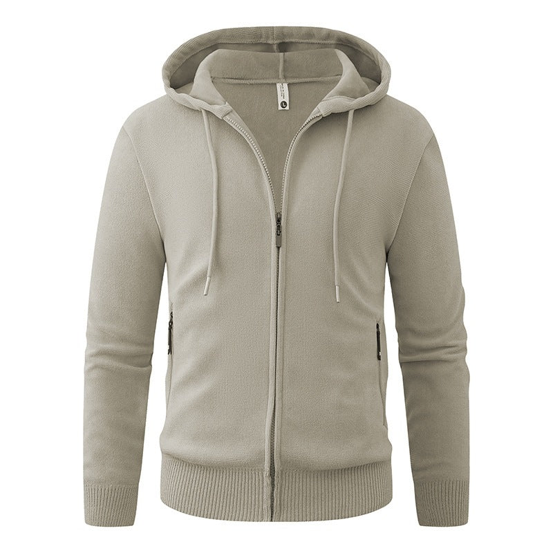 Men's Hooded Fleece Jacket with Full Zip and Ribbed Cuffs Hudson & Parker