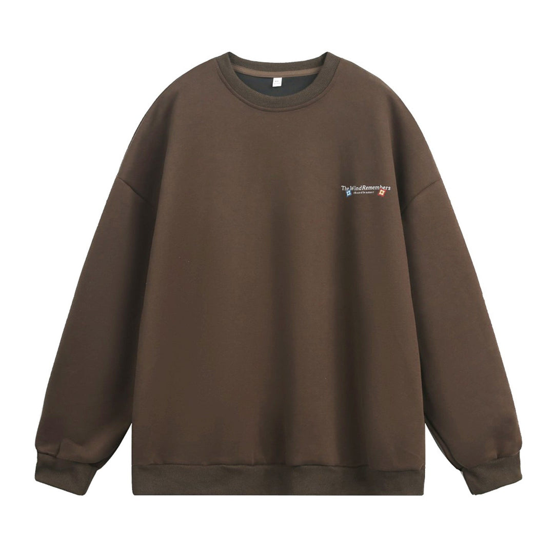 Unisex Oversize Round Neck Sweatshirt with Fleece Lining and Minimalist Chest Embroidery Hudson & Parker