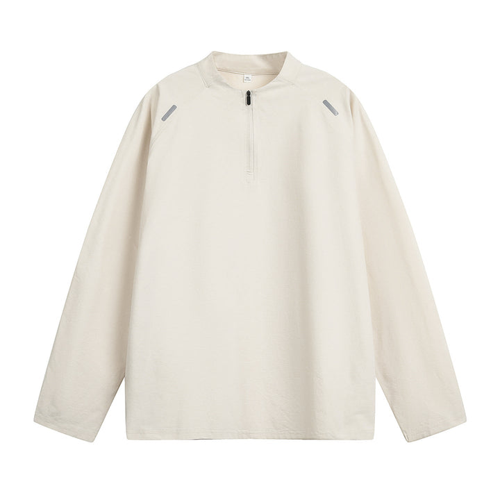 Unisex Oversize Halfzip Sweater with Raglan Sleeves and Reflective Shoulder Details Hudson & Parker
