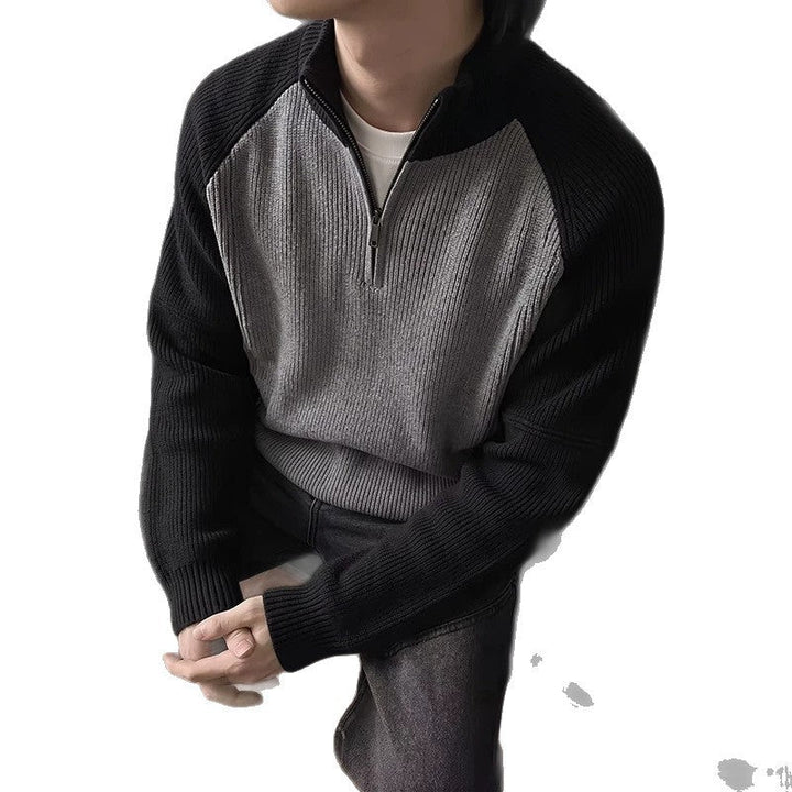 Men's Half-Zip Sweater with Knit Pattern Hudson & Parker