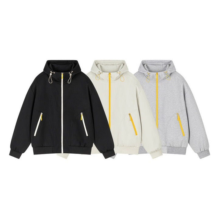 Unisex Oversize Hoodie Sweat Jacket with contrasting zippers & ribbed hem Hudson & Parker