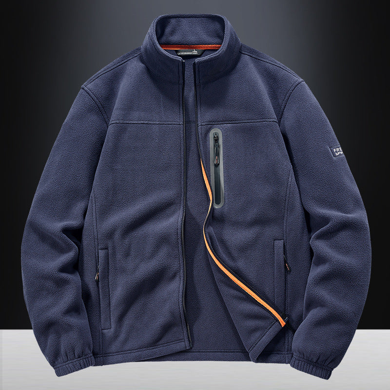 Men's fleece jacket with wind-resistant microfleece, welded chest zipper pocket, and elastic cuffs Hudson & Parker