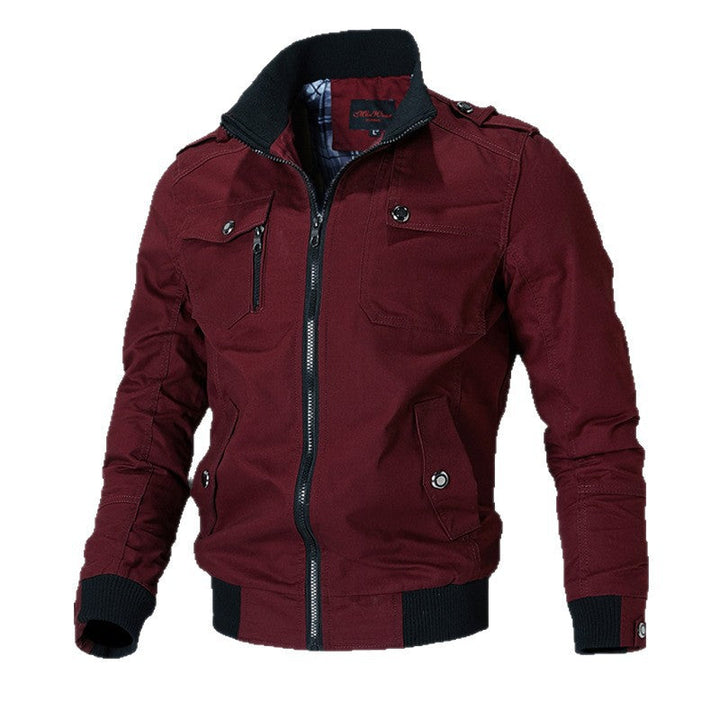 Men's Lightweight Canvas Field Jacket with Zipper and Shoulder Flaps Hudson & Parker