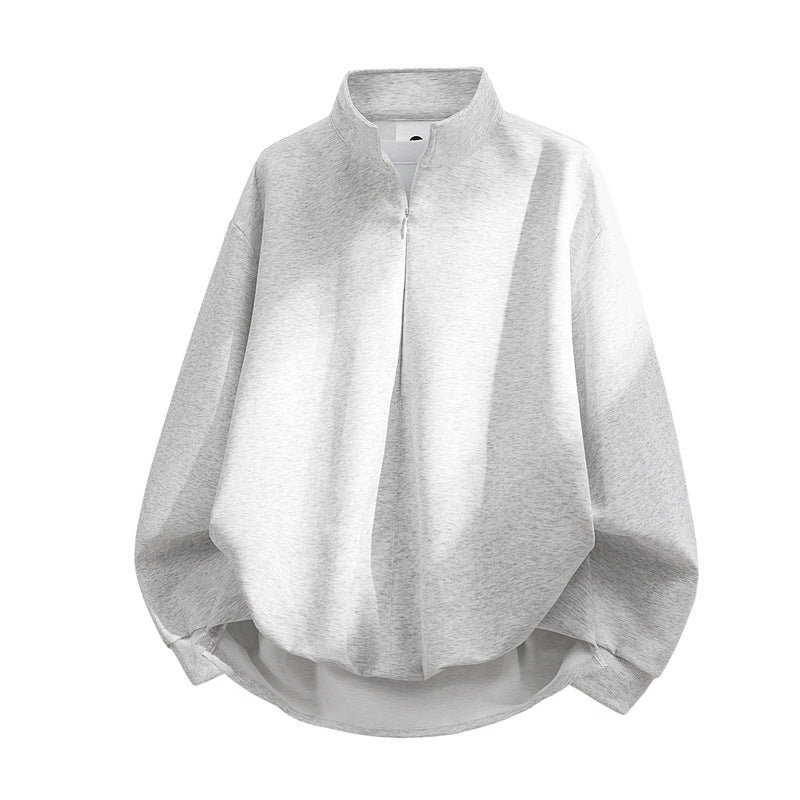 Unisex Oversized Sweatshirt with High Collar, Half Zipper and Balloon Shaped Hem Hudson & Parker