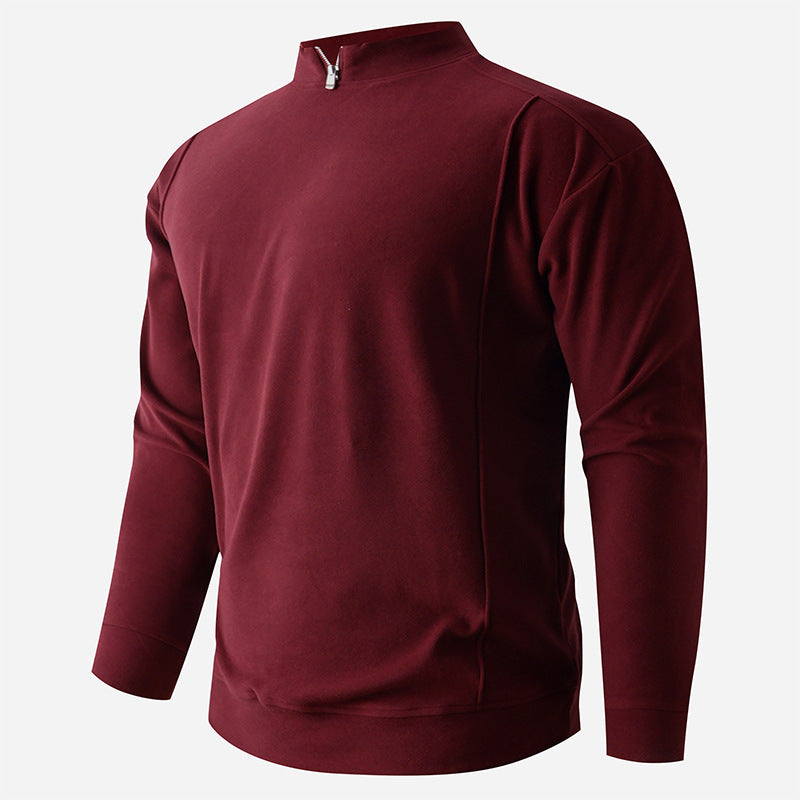 Men's Comfortable Stretch Half-Zip Sweater with Stand-Up Collar and Brushed Inner Lining Hudson & Parker