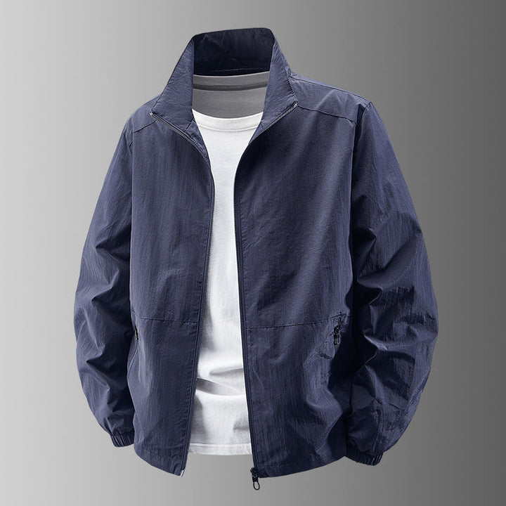 Men's breathable lightweight windbreaker with stand-up collar, elastic cuffs and concealed zippered pockets Hudson & Parker
