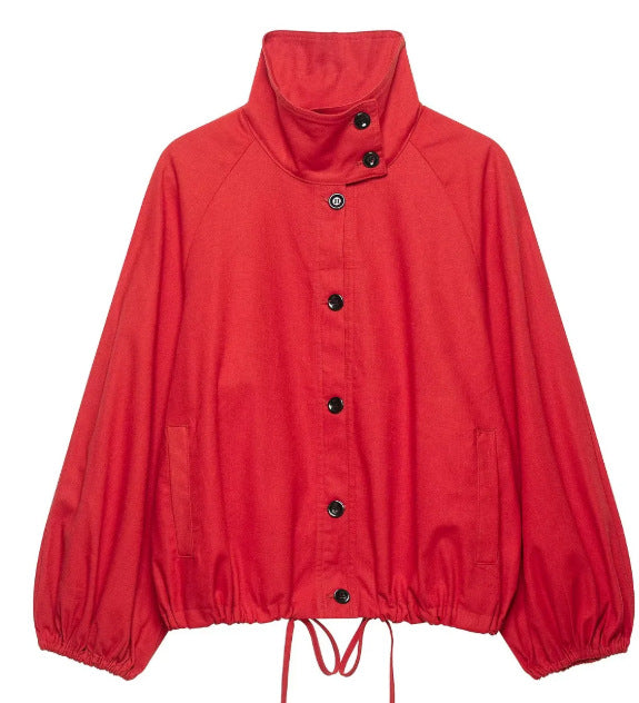 Women’s short-cut boxy blouson with high stand-up collar and dropped shoulders Hudson & Parker
