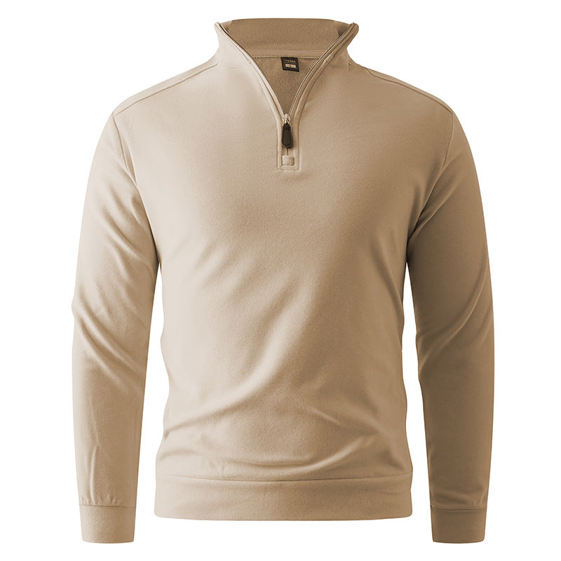 Men's Comfortable Stretch Half-Zip Sweater with Stand-Up Collar and Brushed Inner Lining Hudson & Parker