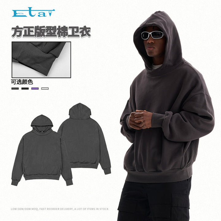 Unisex Minimalist Hoodie in Clean Look with Reinforced Collar Hudson & Parker