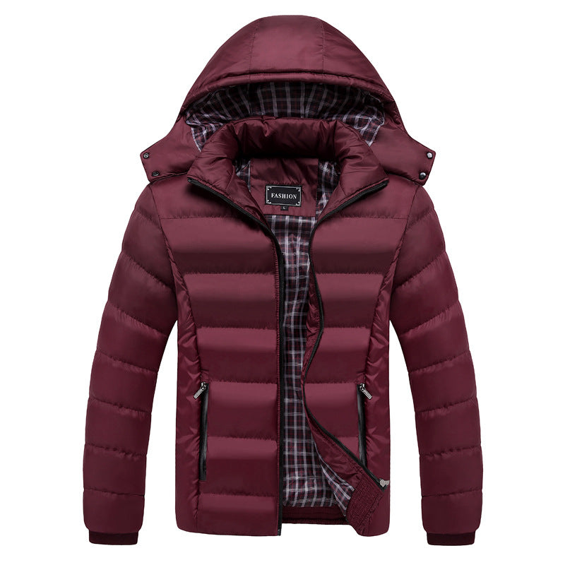 Men's ultralight puffer jacket with thermal quilting, hood, and checked lining Hudson & Parker