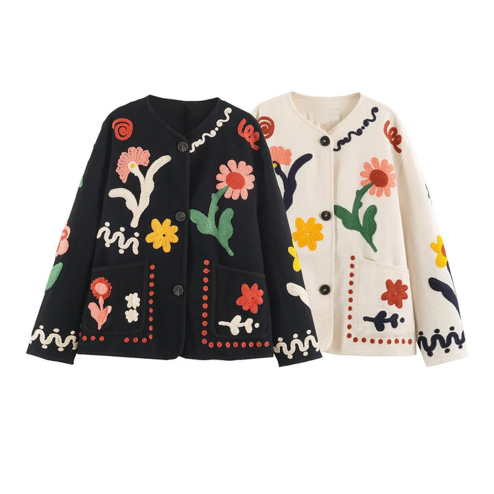 Women's Oversize Sweatshirt with Floral Chenille Embroidery Hudson & Parker