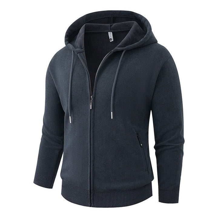 Men's Hooded Fleece Jacket with Full Zip and Ribbed Cuffs Hudson & Parker