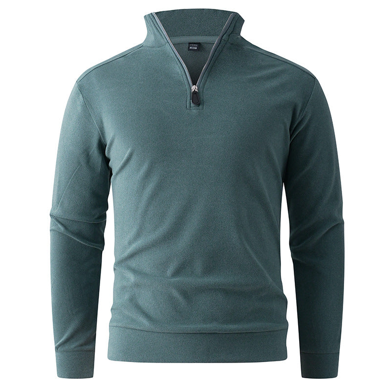 Men's Comfortable Stretch Half-Zip Sweater with Stand-Up Collar and Brushed Inner Lining Hudson & Parker