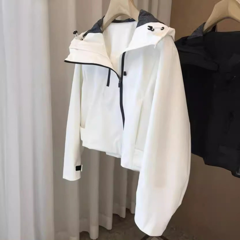 Women Water-Repellent Hooded Jacket in Minimalist Urban Design with Concealed Zipper Hudson & Parker