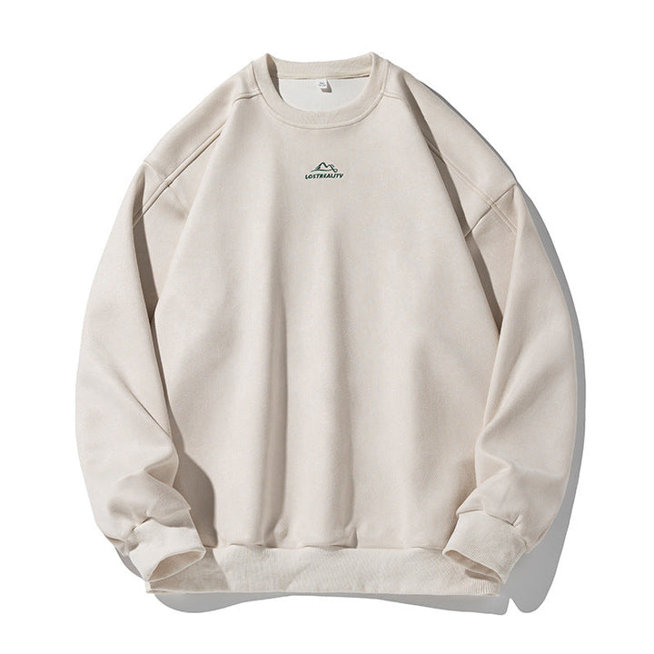 Unisex Oversized Round Neck Sweatshirt with Minimalist Mountain Embroidery Hudson & Parker