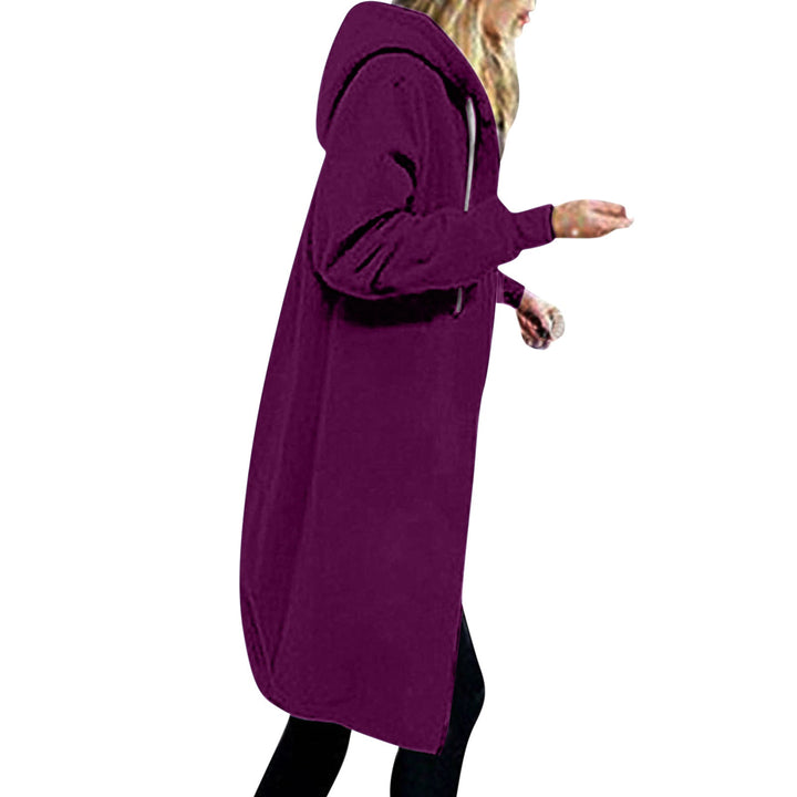 Women's longer oversized hoodie coat with rounded hem and zip pockets Hudson & Parker