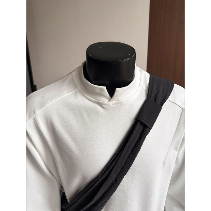 Men's Fine Loose Long Sleeve Sweatshirt with Short Stand-Up Collar and Minimalist Seam Construction Hudson & Parker