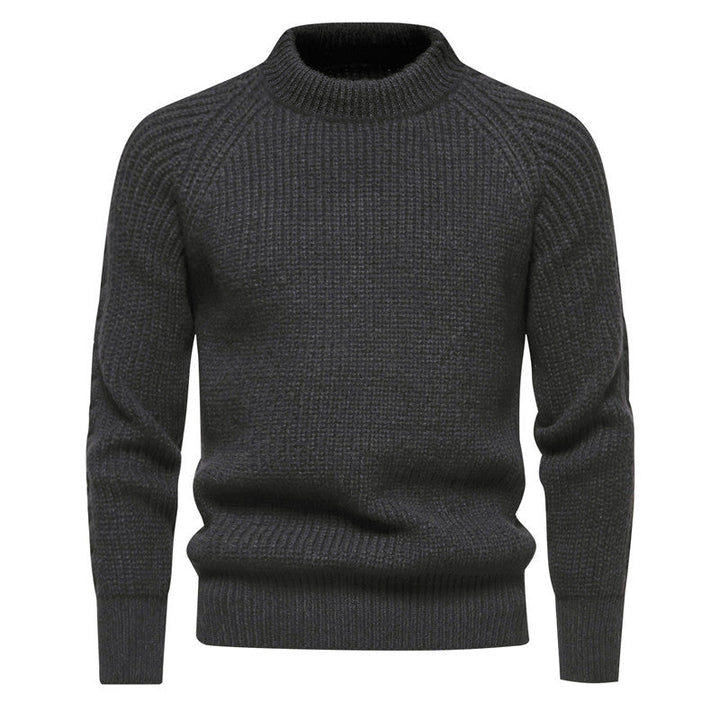 Men's coarse structure mock neck pullover with reinforced ribbed hem and raglan sleeves Hudson & Parker