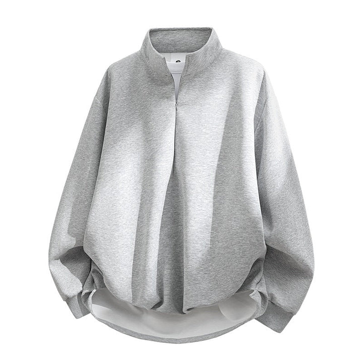 Unisex Oversized Sweatshirt with High Collar, Half Zipper and Balloon Shaped Hem Hudson & Parker