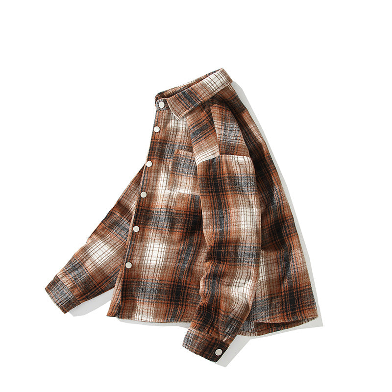 Men's Checkered Overshirt-Shirt Jacket made of Brushed Blend with Chest Pocket Hudson & Parker