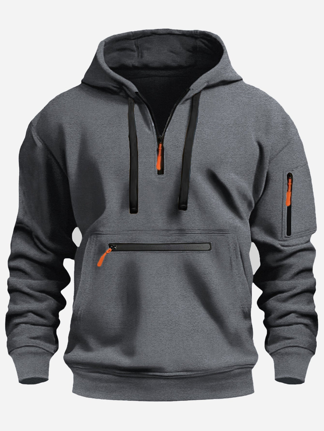 Men's hoodie with half zip, kangaroo pocket and hidden zippers Hudson & Parker