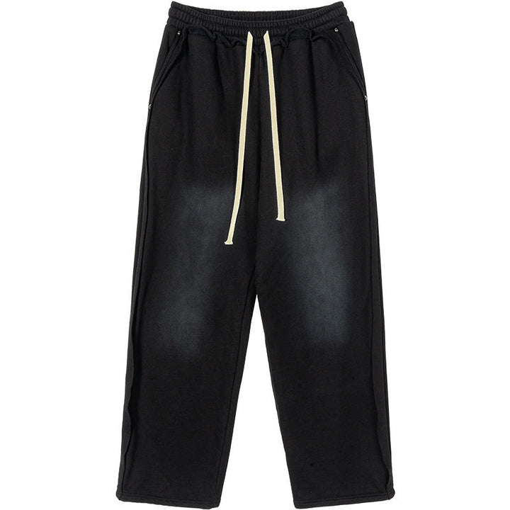 Men's Casual Sweatpants with High Waist, Elastic Drawstring and Distressed Knee Areas Hudson & Parker