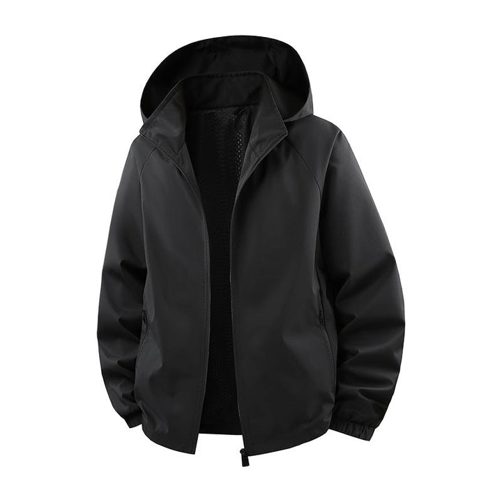 Men's Ultra-Light Breathable Hooded Transition Jacket with Mesh Lining and Water-Repellent Microripstop Shell Hudson & Parker