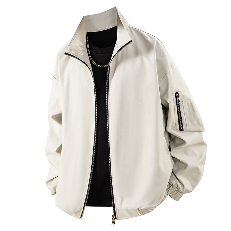 Men's Lightweight Utility Zip Jacket with Stand Collar, Arm Pocket and Elastic Hem Hudson & Parker