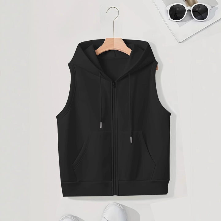 Ladies sporty hooded vest with zipper and practical pockets Hudson & Parker