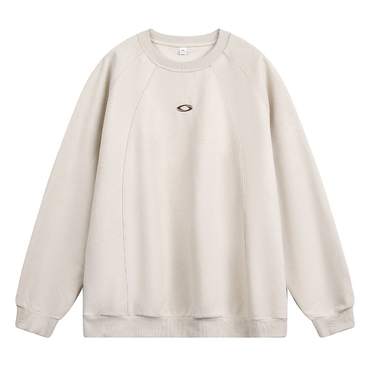 Unisex Oversize Round Neck Sweatshirt with Raglan Sleeves, decorative seam panels and minimalist logo embroidery Hudson & Parker
