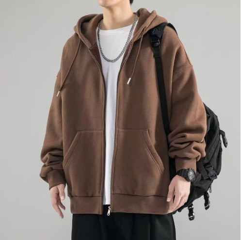 Men's oversized hoodie jacket with full zip, double-layer hood, and kangaroo pockets Hudson & Parker