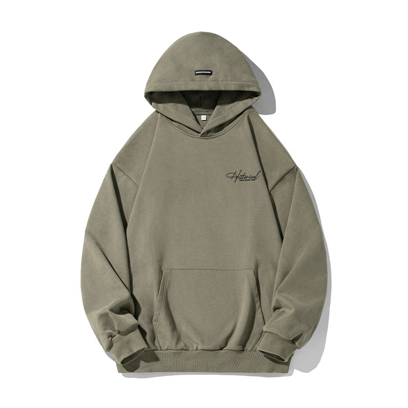 Unisex Comfort Hoodie with Extended Back, Raglan Sleeves and Script Embroidery Hudson & Parker