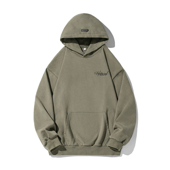 Unisex Comfort Hoodie with Extended Back, Raglan Sleeves and Script Embroidery Hudson & Parker