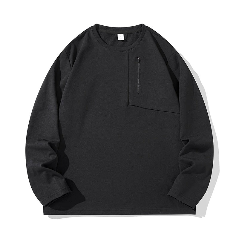 Unisex Oversize Long Sleeve Sweatshirt with Chest Zipper Pocket and Crew Neck Hudson & Parker