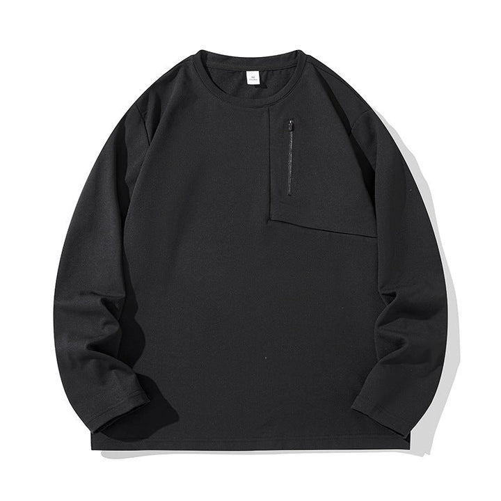 Unisex Oversize Long Sleeve Sweatshirt with Chest Zipper Pocket and Crew Neck Hudson & Parker