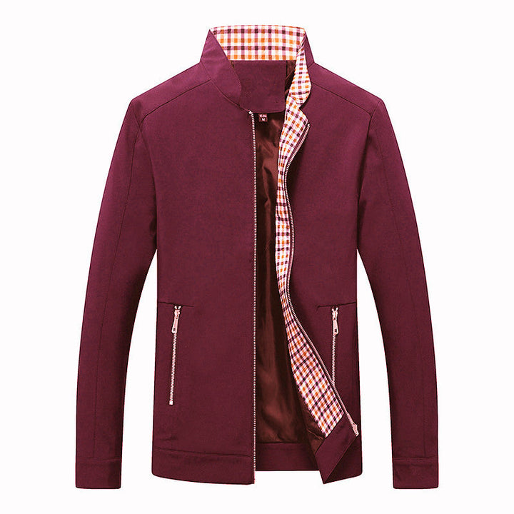 Men's Lightweight Leisure Jacket with Stand-up Collar, Zipper Pockets and Checked Lining Hudson & Parker
