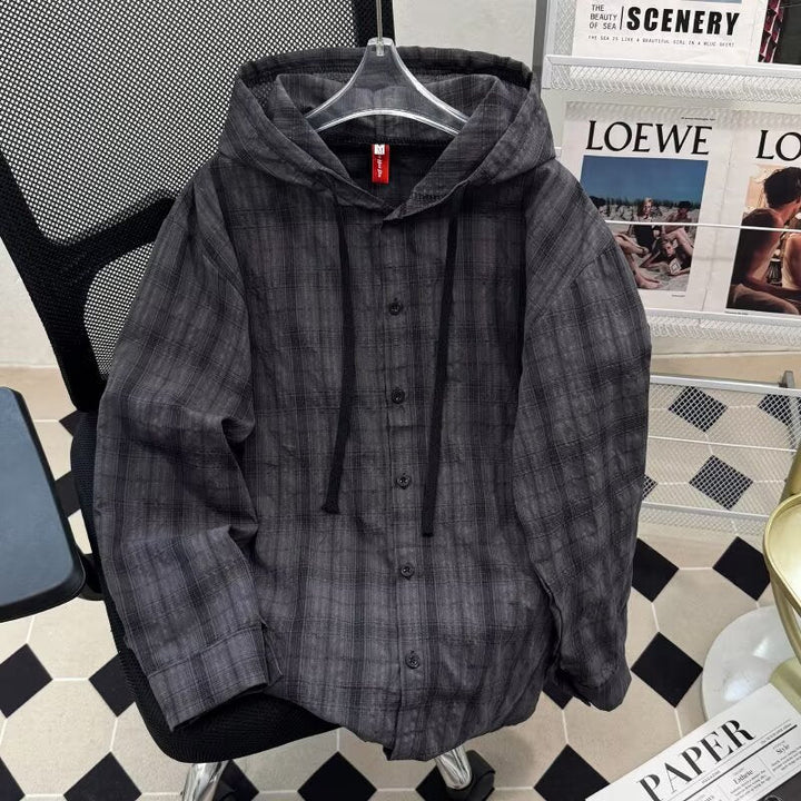 Women's URBAN CHECK HOODIE WITH BUTTON DETAILS Hudson & Parker