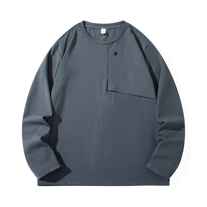 Unisex Oversize Long Sleeve Sweatshirt with Chest Zipper Pocket and Crew Neck Hudson & Parker